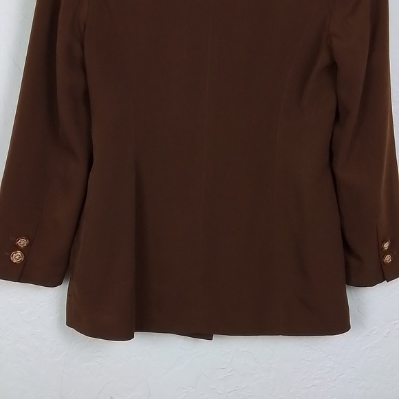 La Moda Womens Blazer 10 Brown Embroider Button Front Single Breast Notch Lapel - Picture 9 of 13